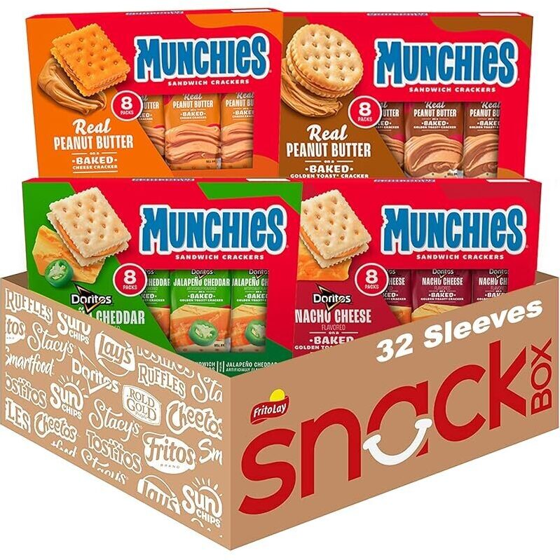 32-Pack Variety of Munchies Baked Sandwich Crackers for On-the-Go Snacking