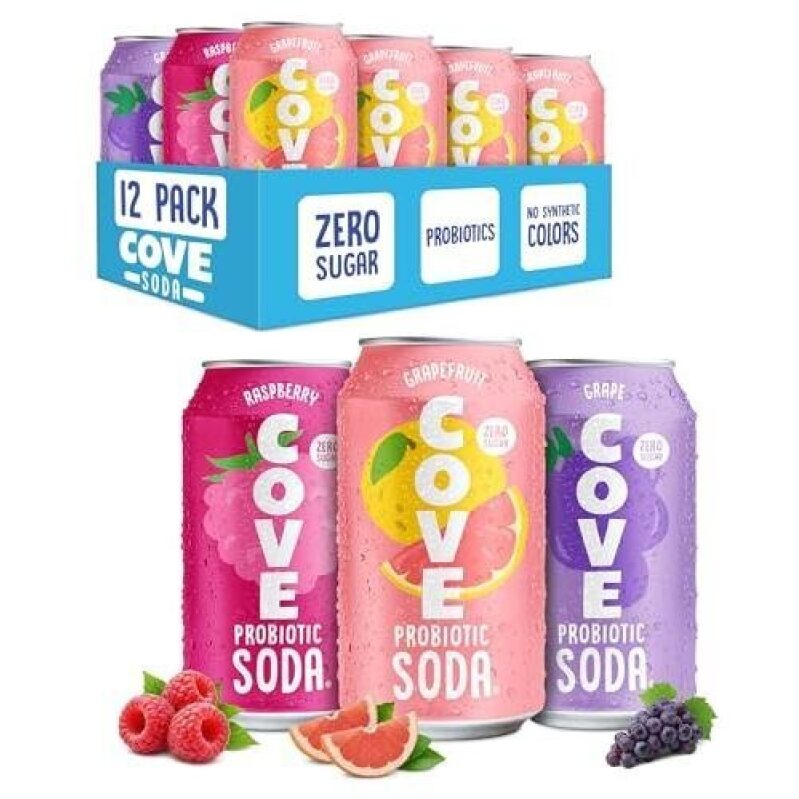 Cove Probiotic Soda - 12 Pack, Zero Sugar, 50% OFF