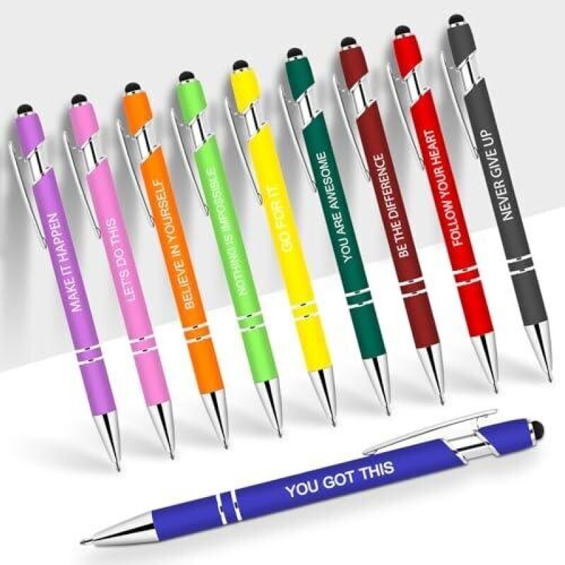 Set of 10 Motivational Stylus Pens - Great for Office or Personal Use