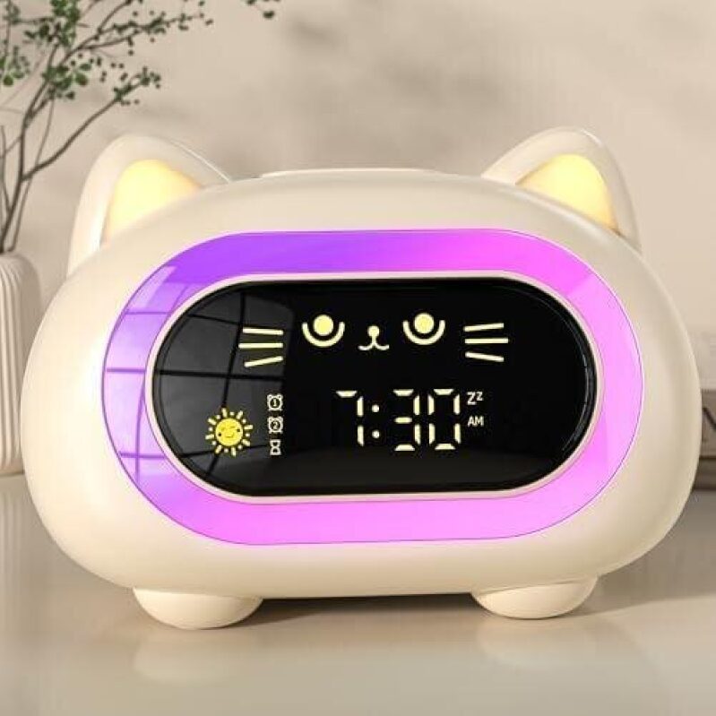 Cute Cat Alarm Clock with Night Light for Kids - 53% Off