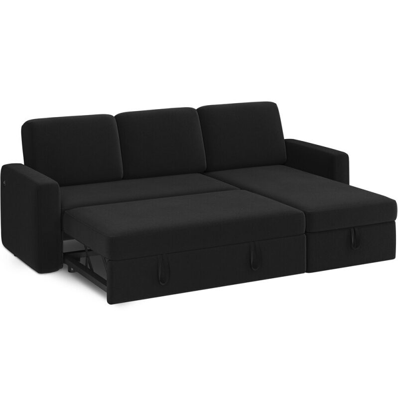 Alden Design Reversible Sectional Sofa with USB & Type-C Ports for Living Room