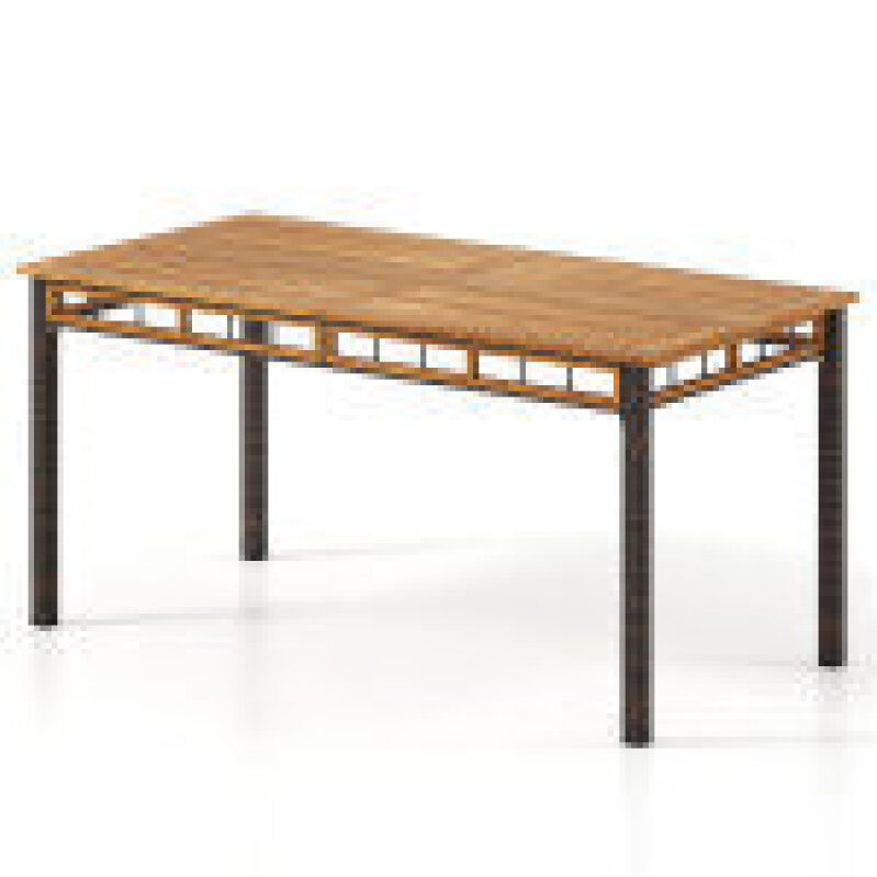 Outdoor Dining Table with Acacia Wood Top - 63 Inches