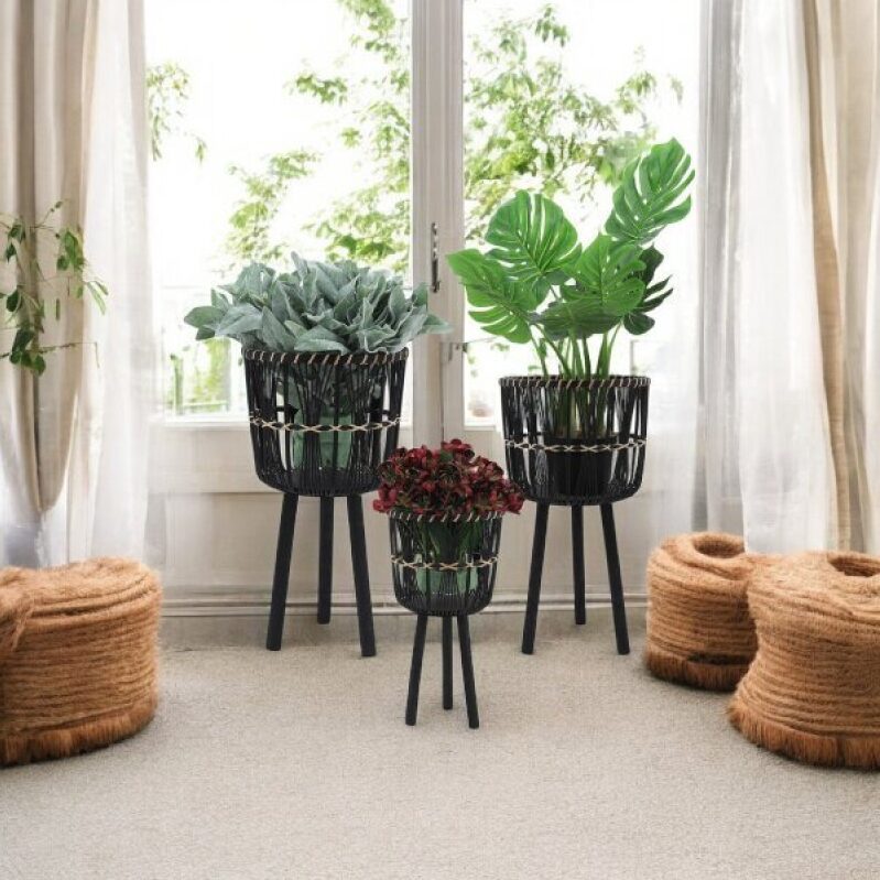 Boho Wicker Plant Stands: 3-Piece Set for $37 at Wayfair