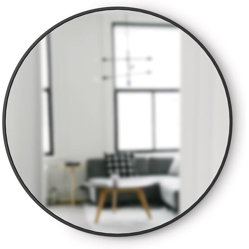 Elegant 37-inch Round Wall Mirror with Protective Rubber Frame