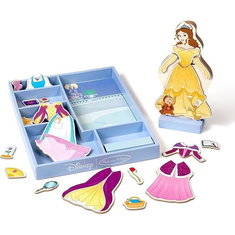 Melissa & Doug Disney Belle Magnetic Dress-Up Wooden Doll 30pc Set