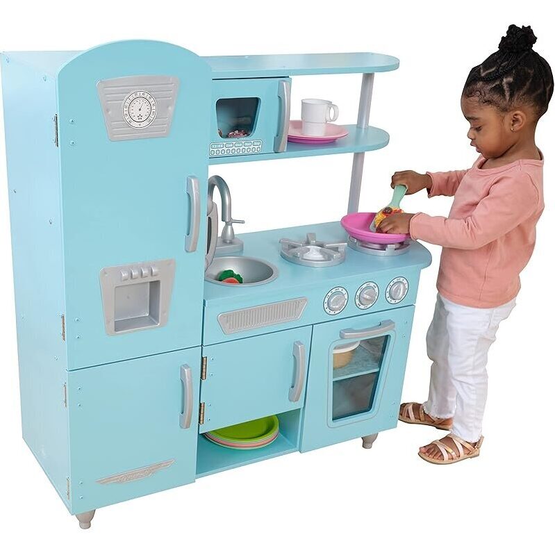 Vintage Wooden Play Kitchen with Ice Maker by KidKraft - Perfect for Imaginative Play