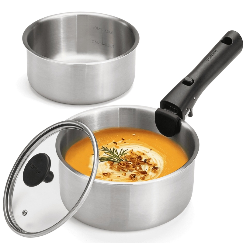 Carote 4 Pcs Stainless Steel Saucepan Set - Versatile and Space-Saving