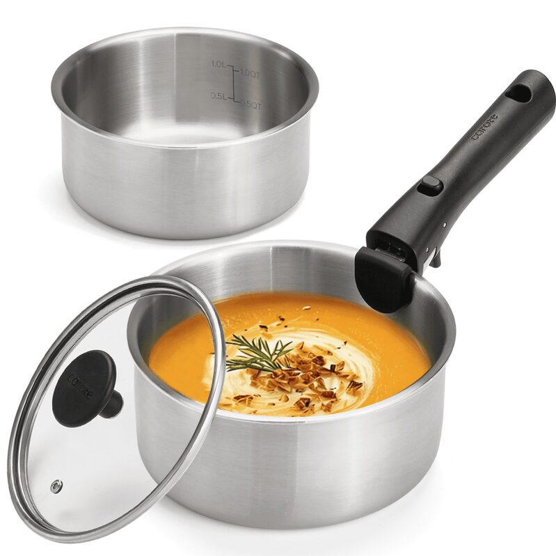 Carote 4 Pcs Stainless Steel Saucepan Set - Versatile and Space-Saving