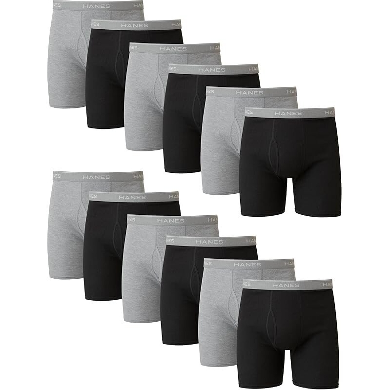 12-Pack Hanes Men's Moisture-Wicking Boxer Briefs - Comfort and Flexibility