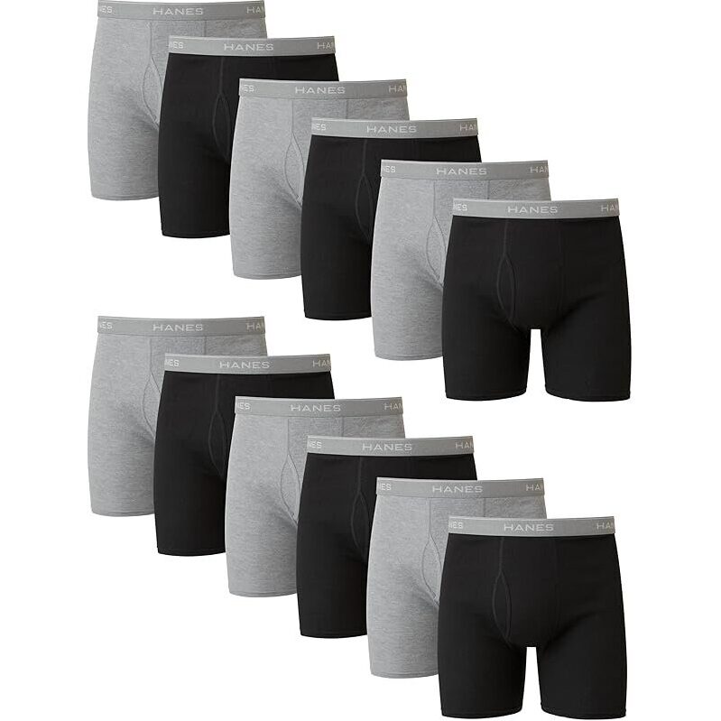 12-Pack Hanes Men's Moisture-Wicking Boxer Briefs - Comfort and Flexibility