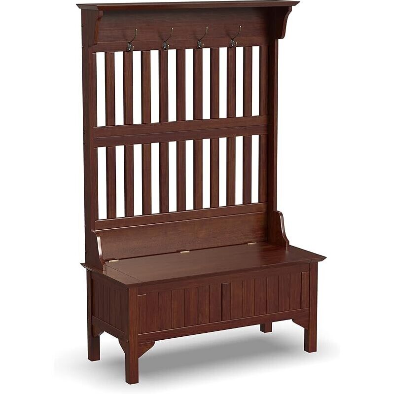 Elegant Cherry Hall Tree with Bench - Perfect for Modern Homes