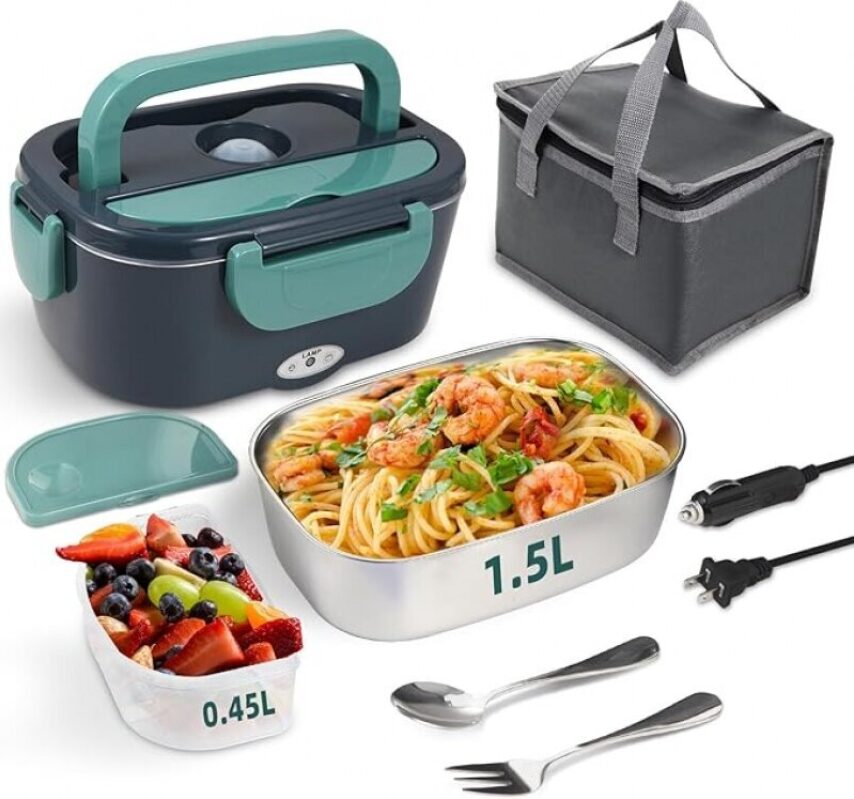 Portable Electric Lunch Box Food Heater - 80W, 304 Stainless Steel, Multi-Voltage