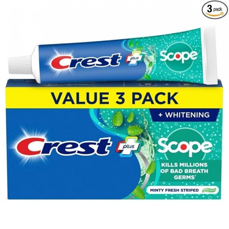 Crest + Scope Whitening Toothpaste 5.4 Oz - 3 Pack