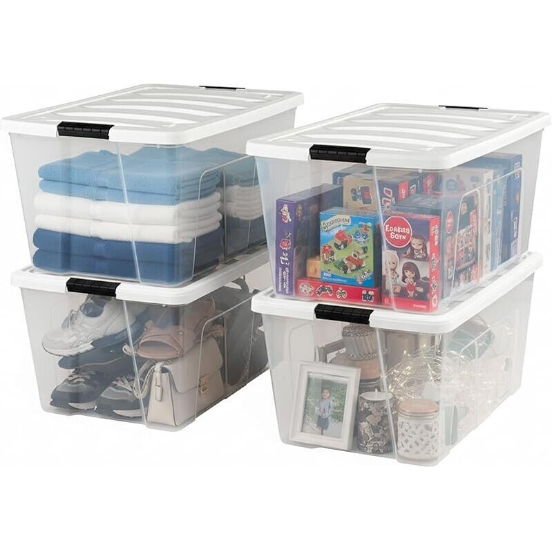 IRIS USA 94 Qt Stackable Plastic Storage Bins with Lids