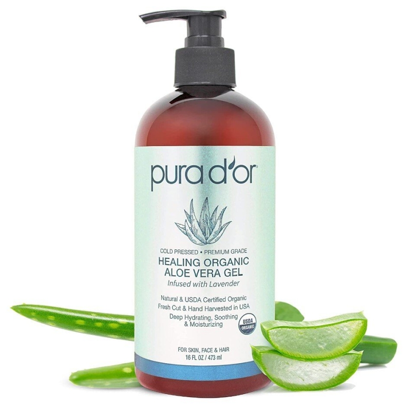 PURA D'OR Organic Aloe Vera Gel - Healing & Moisturizing Skin Care