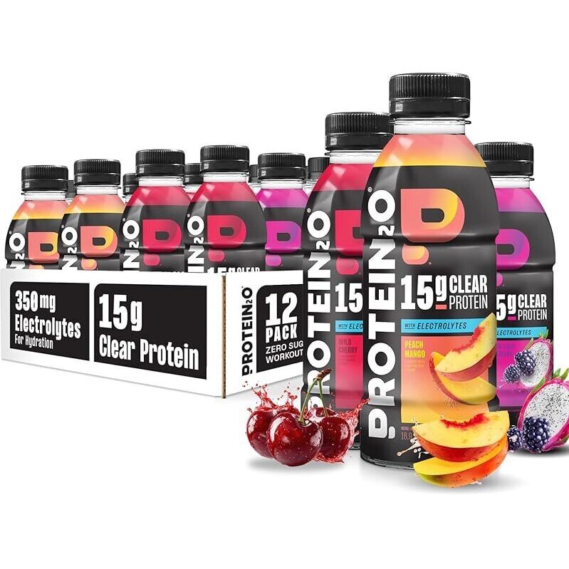 12-Pack Protein2o Hydration Drink Variety Pack 16.9oz - Clean Protein Boost