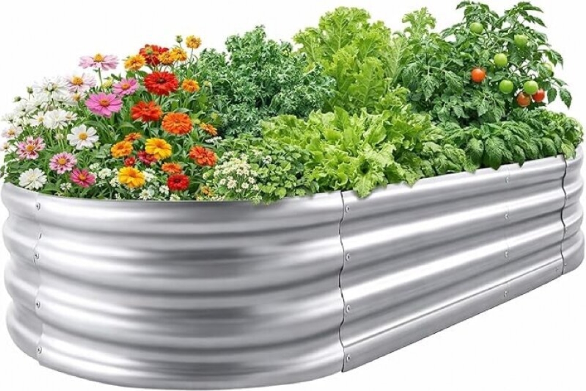 Galvanized Raised Garden Bed for Outdoor - 4x2x1ft Metal Vegetable Planter