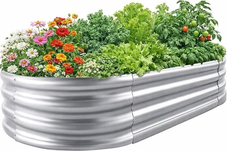Galvanized Raised Garden Bed for Outdoor - 4x2x1ft Metal Vegetable Planter