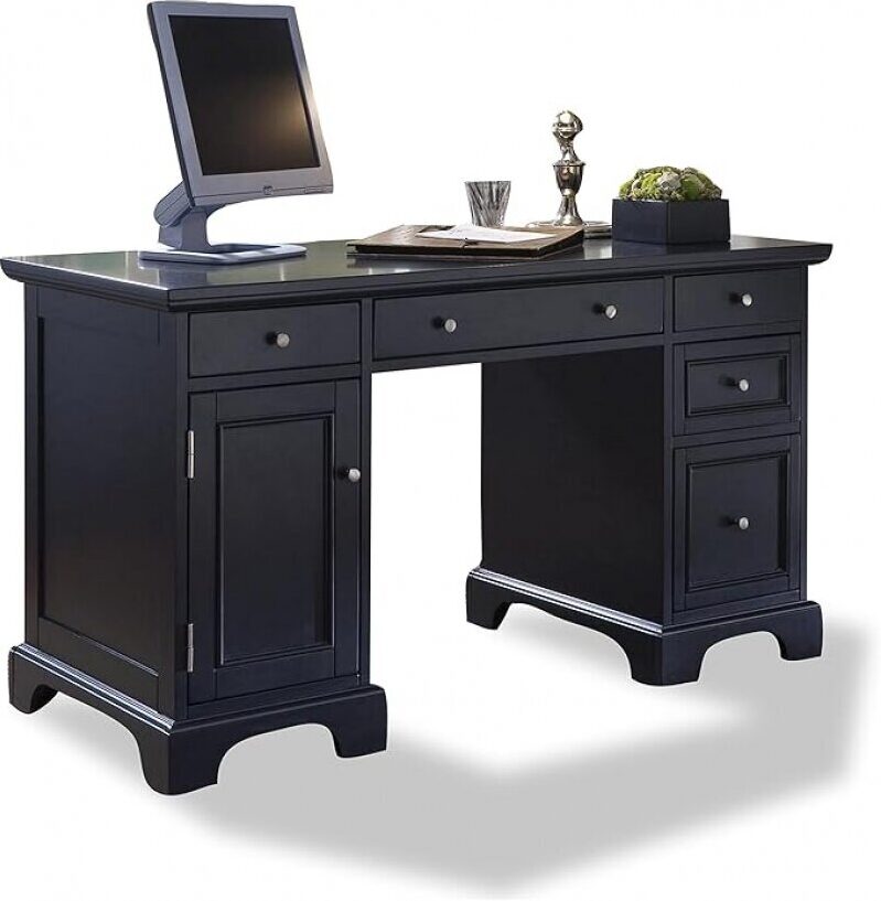 Homestyles Bedford Black Pedestal Desk - Affordable and Functional Office Furniture