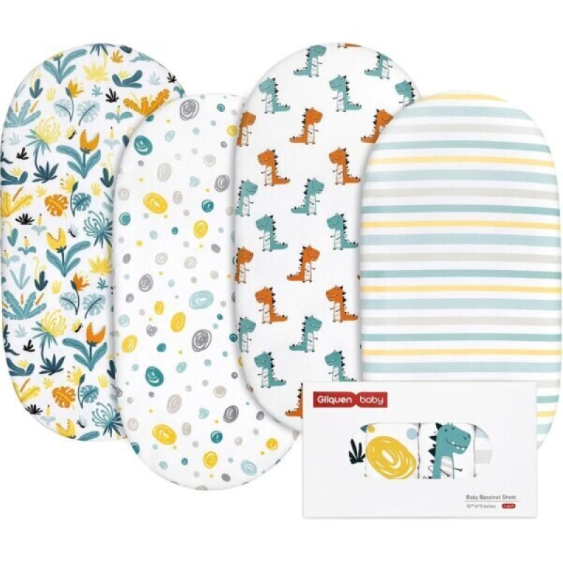 Gllquen Baby Bassinet Sheets 4 Pack - Breathable and Cozy for Your Little One