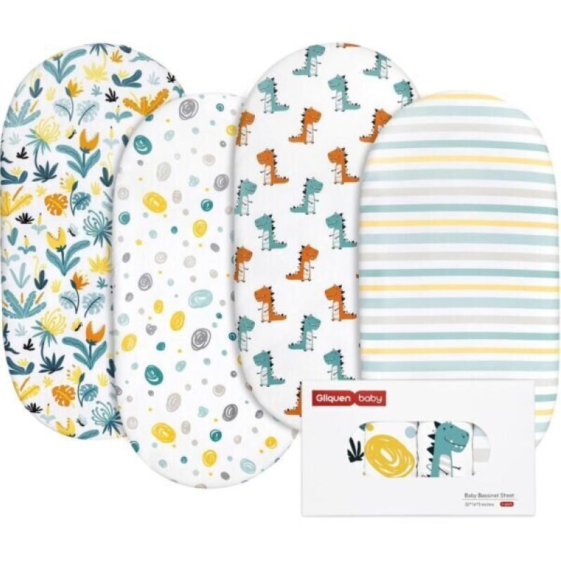 Gllquen Baby Bassinet Sheets 4 Pack - Breathable and Cozy for Your Little One