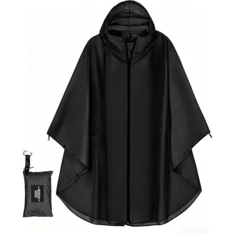 Men's and Women's Waterproof Hooded Rain Poncho with Pocket - 50% Off