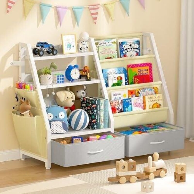 Children's Bookshelf Toy Storage Rack (3 Tiers 2 Drawers) - 66% Discount
