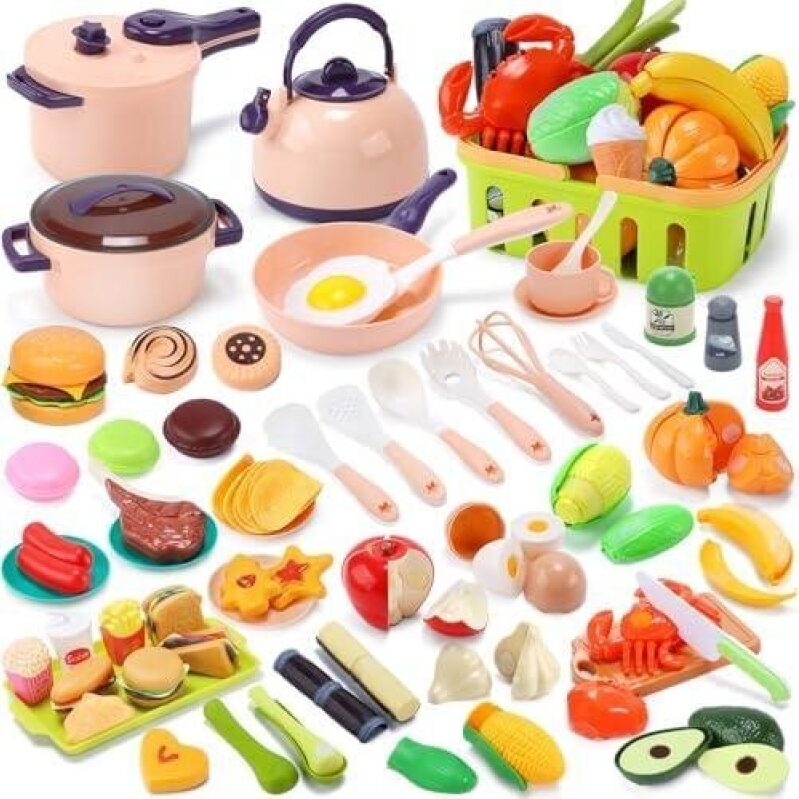 40% OFF - CUTE STONE 70+ Piece Realistic Kitchen Play Set for Kids