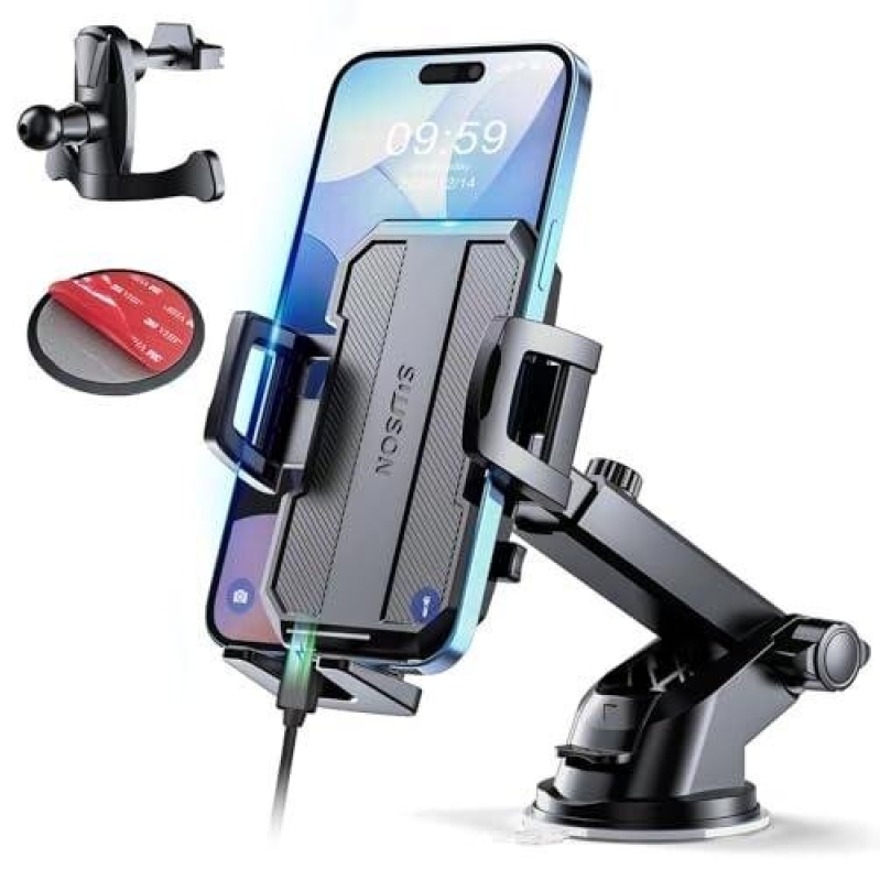 Car Mount Phone Holder with 360 Degree Rotation and Strong Suction
