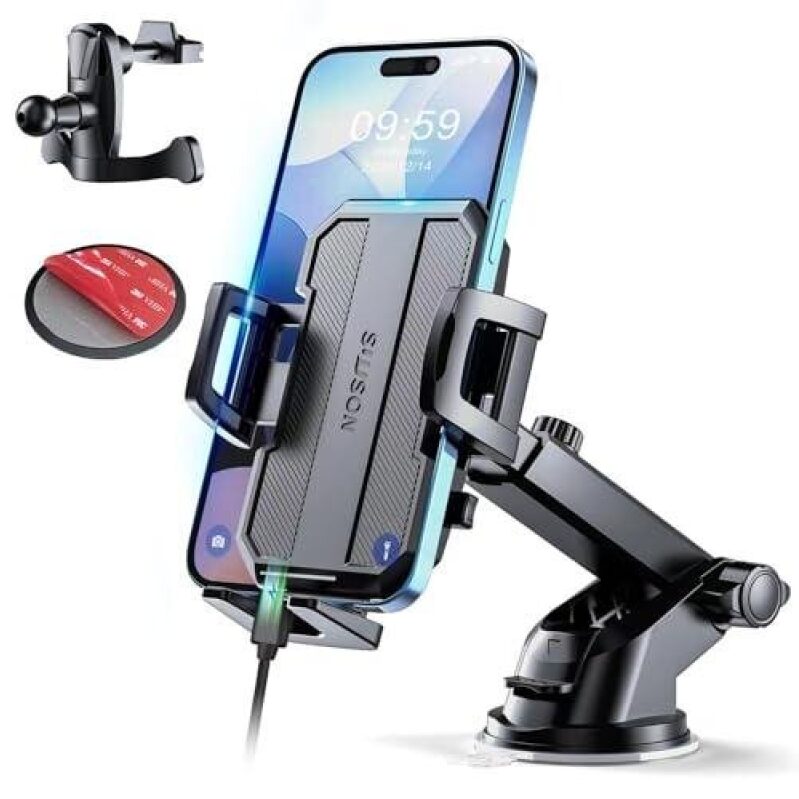 Car Mount Phone Holder with 360 Degree Rotation and Strong Suction
