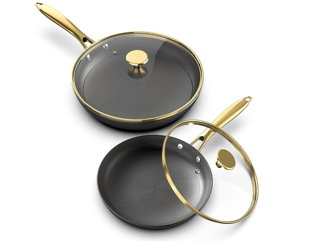 imarku Non-Stick Pan Set: 10 Inch & 12 Inch with Lids