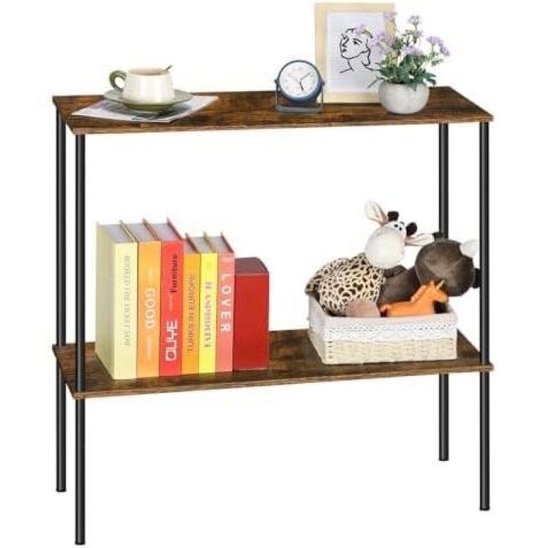 Sleek Industrial Double-Tiered Console Table with 50% Discount