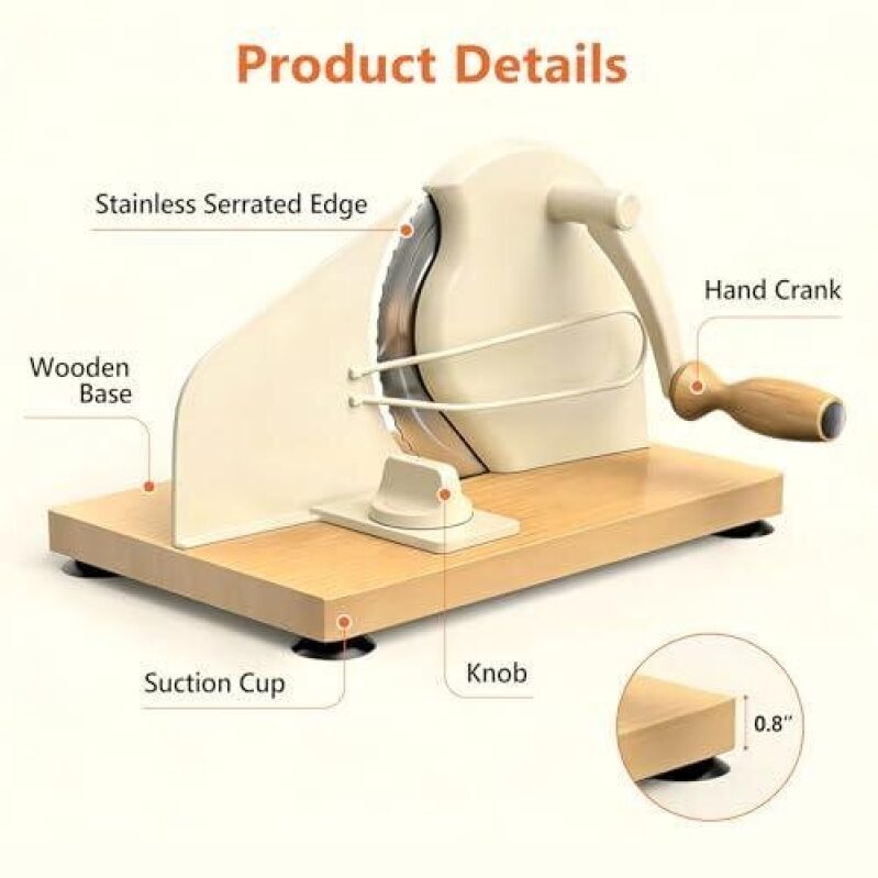 50% Off - Adjustable Thickness Manual Bread Slicer with Metal Guide