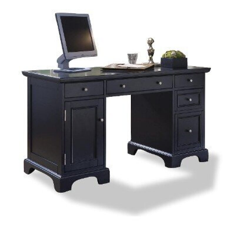 Elegant Black Base Writing Desk with Drawers - Perfect for Home Office