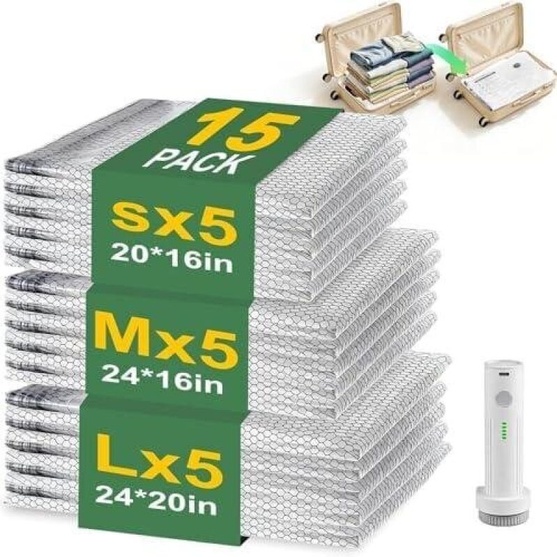 Wireless Electric Air Pump Compression Bags - 15 Pack, 75% OFF