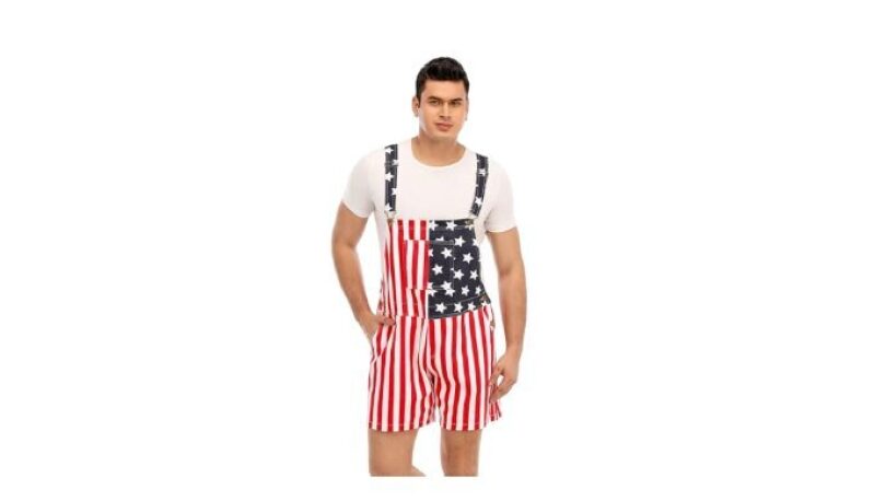 American Flag Denim Bib Overalls - Perfect for Summer & Patriotic Events