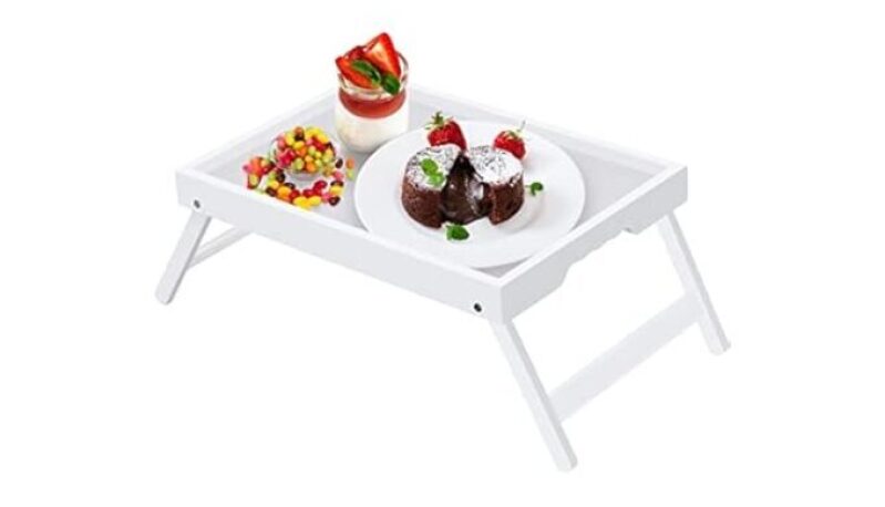 Artmeer Bed Tray Table with Folding Legs - Compact and Practical
