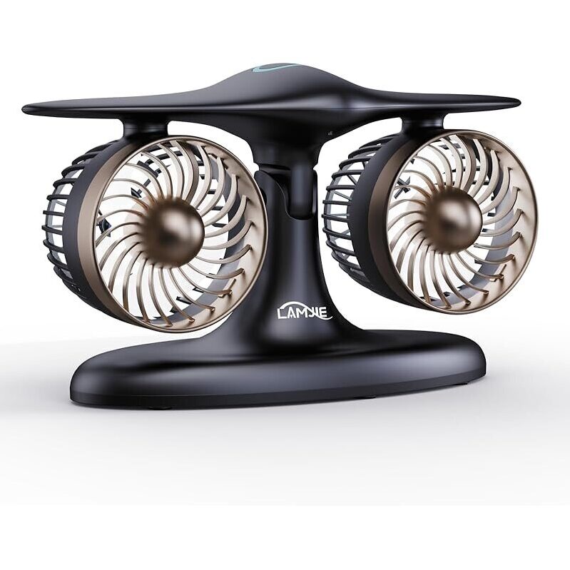 Lamjie 8000mAh Portable Desk Fan - Jet Engine Inspired, Dual-Fan Design