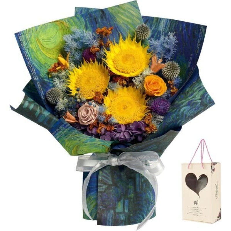 Van Gogh Inspired Flower Bouquet - Vibrant & Unique Design