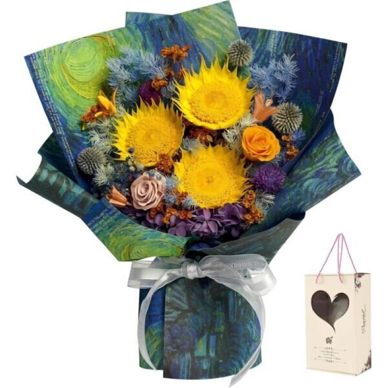 Van Gogh Inspired Flower Bouquet - Vibrant & Unique Design