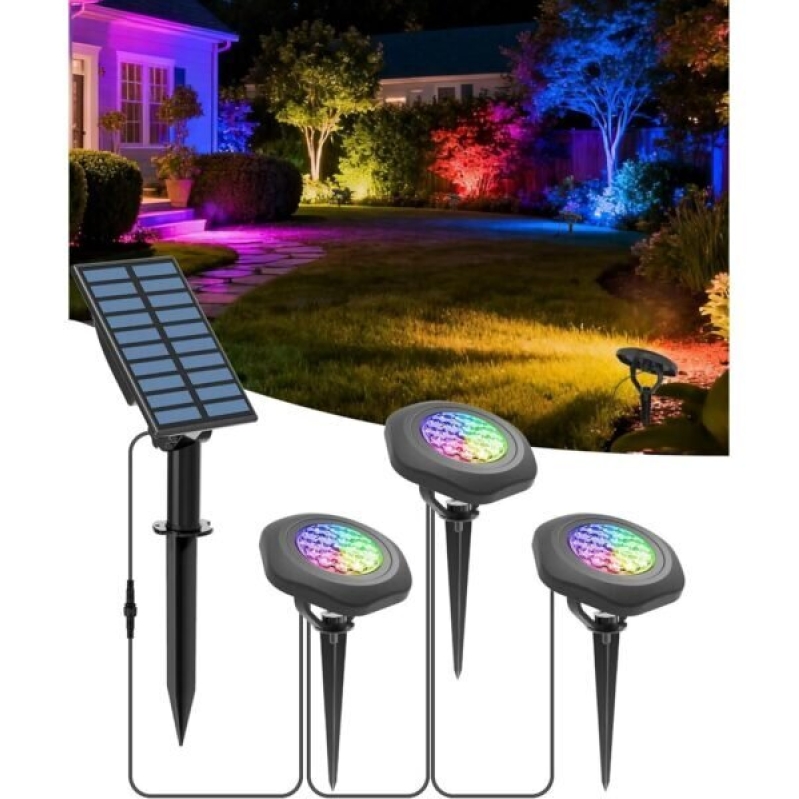 CORESLUX Solar Spot Lights - 3-in-1 LED Color Changing Lights for Garden
