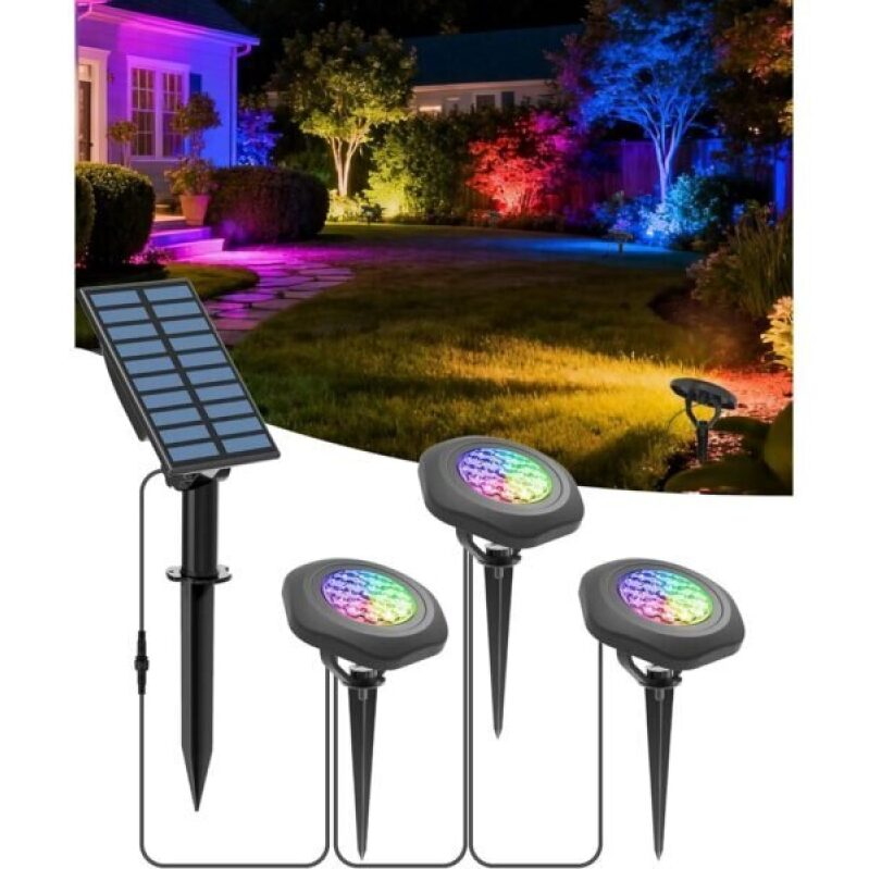 CORESLUX Solar Spot Lights - 3-in-1 LED Color Changing Lights for Garden