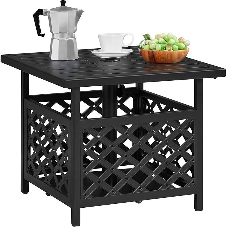 Elegant Yaheetech Outdoor Side Table with Umbrella Hole - A Must-Have for Your Patio