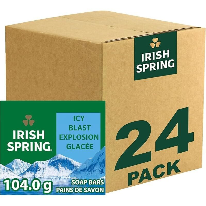 24-Pack Irish Spring Icy Blast Bar Soap for Men 3.7oz