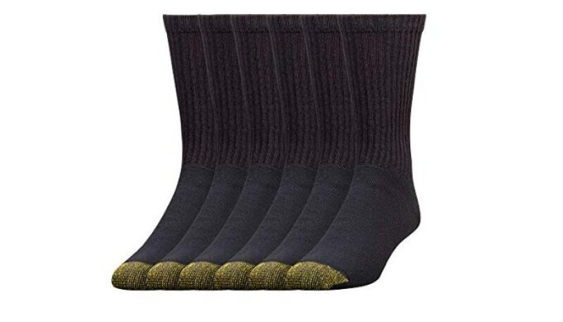 GOLDTOE Men’s 656S Cotton Crew Athletic Socks - Multipairs, Black