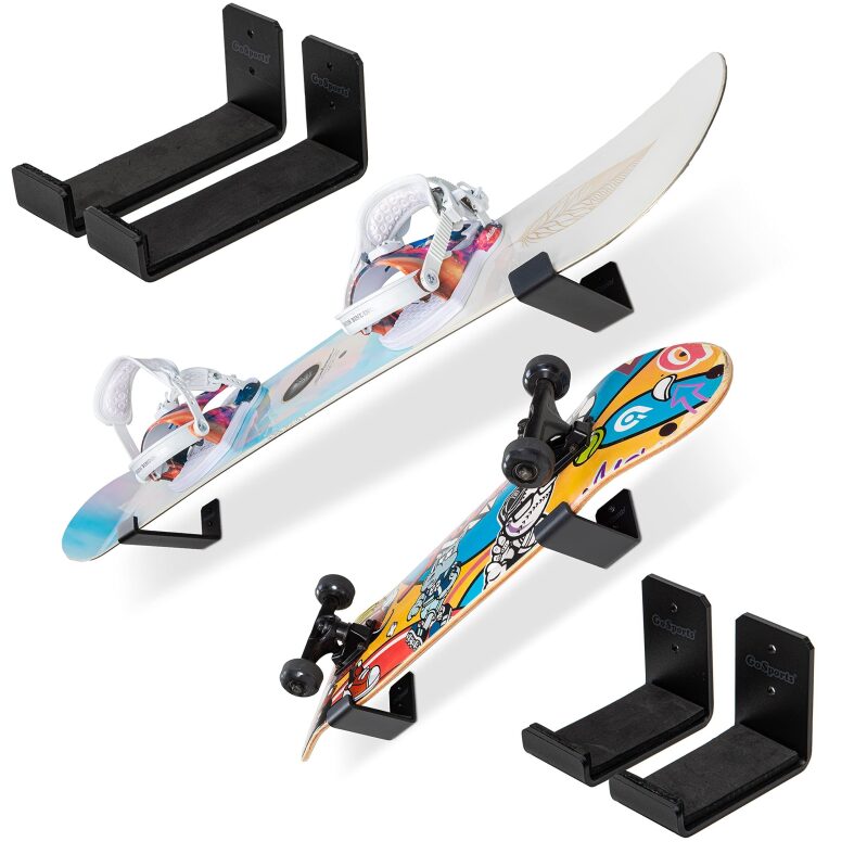 2-Pack Universal Snowboard & Skateboard Wall Mount Racks