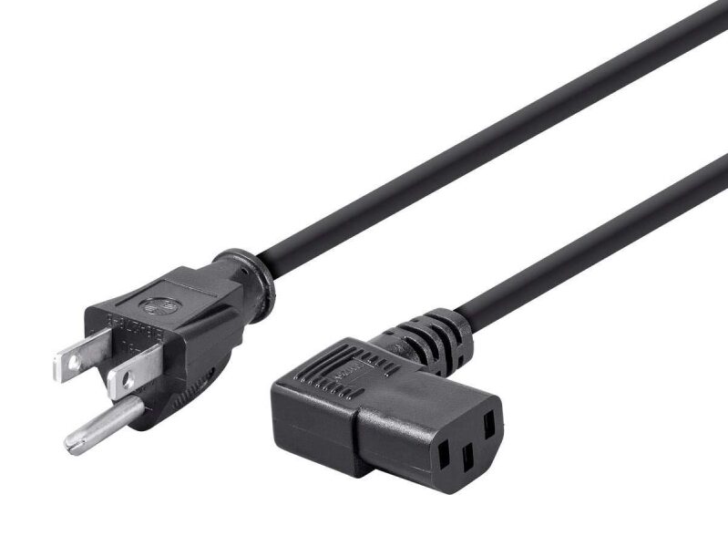 Monoprice 10ft 18AWG Right Angle Power Cord Cable - Reliable Connectivity