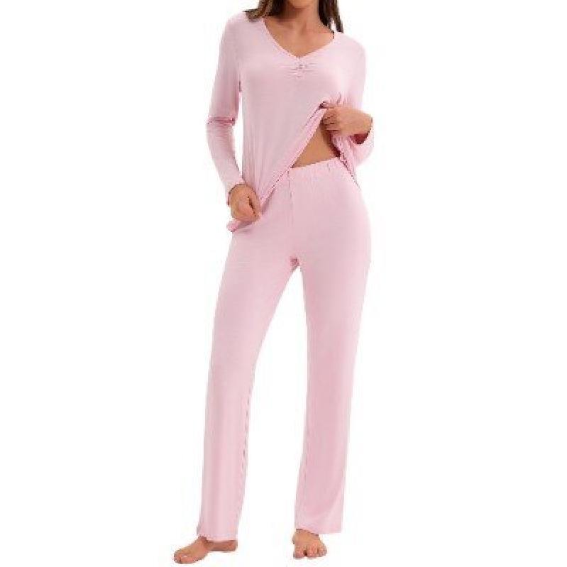 Pink Long Sleeve Sleepwear Set for Women - Comfortable and Stylish