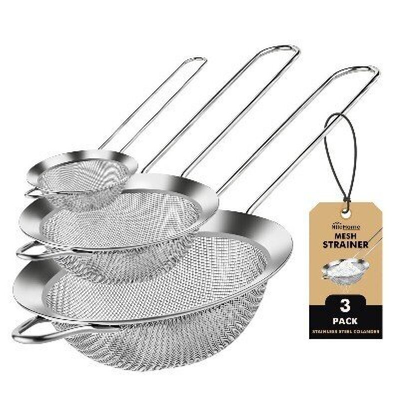 Premium Stainless Steel Mesh Strainer Set - 3 Piece