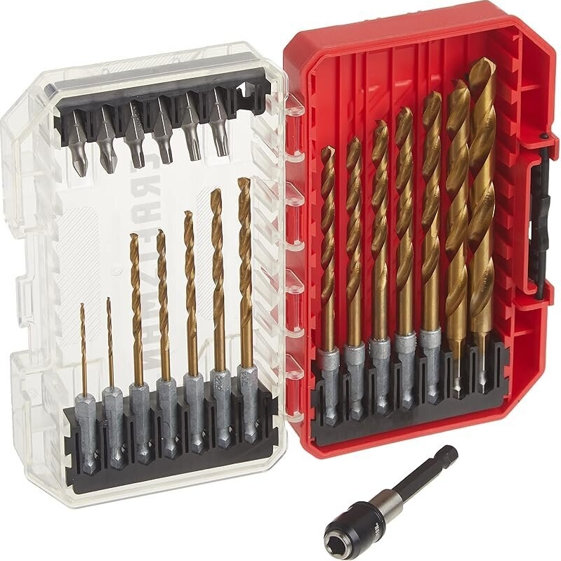 21-Piece Titanium Nitride Coated Drill Bit Set - Ideal for Wood, Metal, and Plastic
